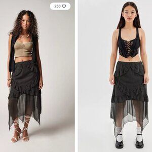 Urban outfitters Elegant Black Ruffled Skirt